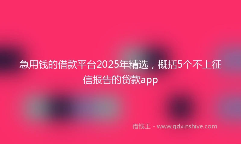 急用钱的借款平台2025年精选，概括5个不上征信报告的贷款app