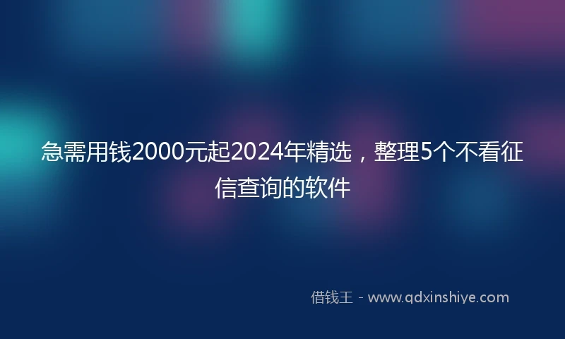 急需用钱2000元起2024年精选，整理5个不看征信查询的软件