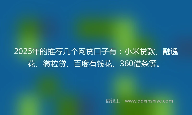 2025年的推荐几个网贷口子有：小米贷款、融逸花、微粒贷、百度有钱花、360借条等。