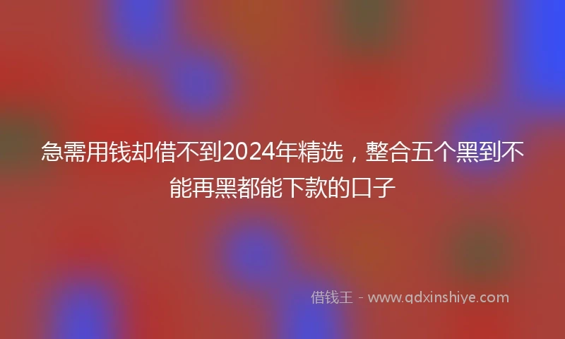急需用钱却借不到2024年精选，整合五个黑到不能再黑都能下款的口子