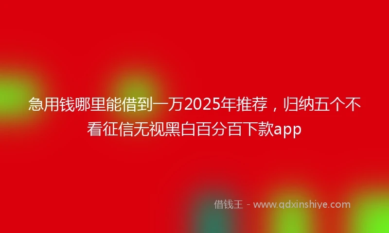急用钱哪里能借到一万2025年推荐，归纳五个不看征信无视黑白百分百下款app