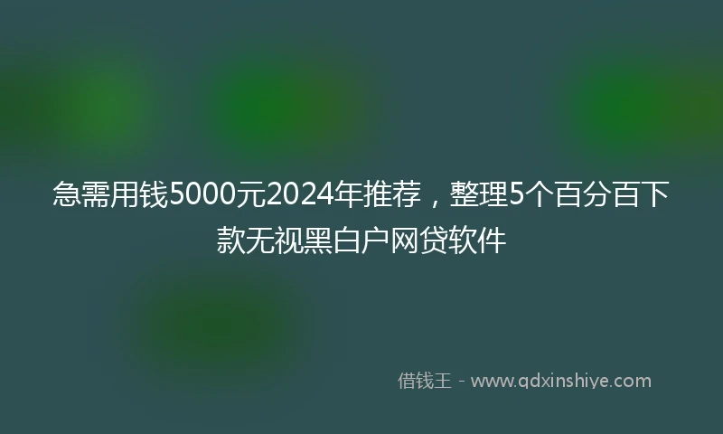 急需用钱5000元2024年推荐，整理5个百分百下款无视黑白户网贷软件
