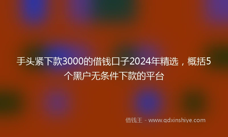 手头紧下款3000的借钱口子2024年精选，概括5个黑户无条件下款的平台