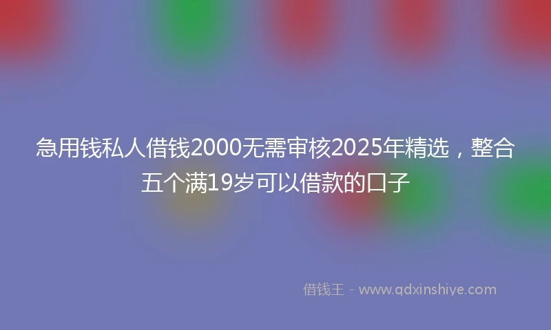 急用钱私人借钱2000无需审核2025年精选，整合五个满19岁可以借款的口子