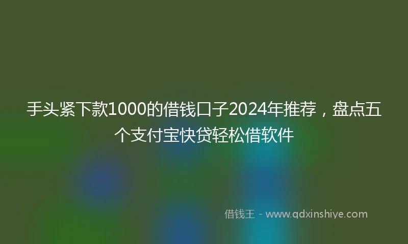 手头紧下款1000的借钱口子2024年推荐，盘点五个支付宝快贷轻松借软件