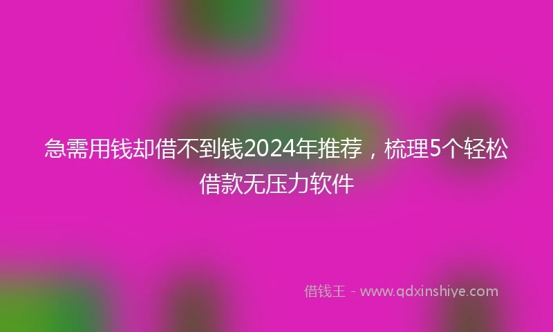 急需用钱却借不到钱2024年推荐，梳理5个轻松借款无压力软件