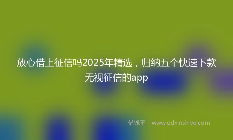 放心借上征信吗2025年精选，归纳五个快速下款无视征信的app