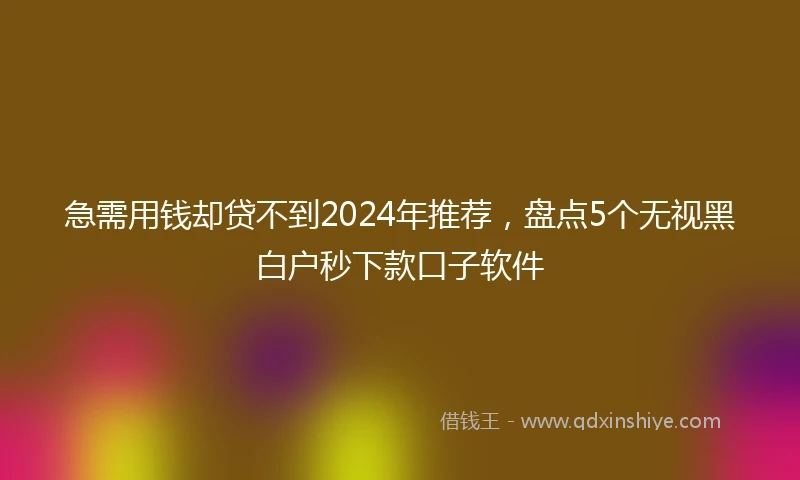 急需用钱却贷不到2024年推荐，盘点5个无视黑白户秒下款口子软件