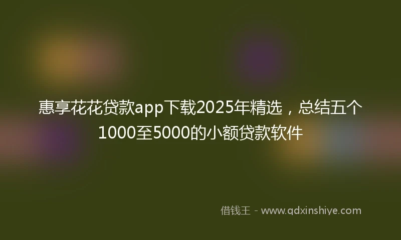 惠享花花贷款app下载2025年精选，总结五个1000至5000的小额贷款软件