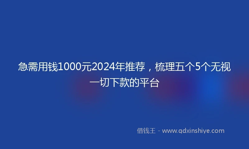 急需用钱1000元2024年推荐，梳理五个5个无视一切下款的平台