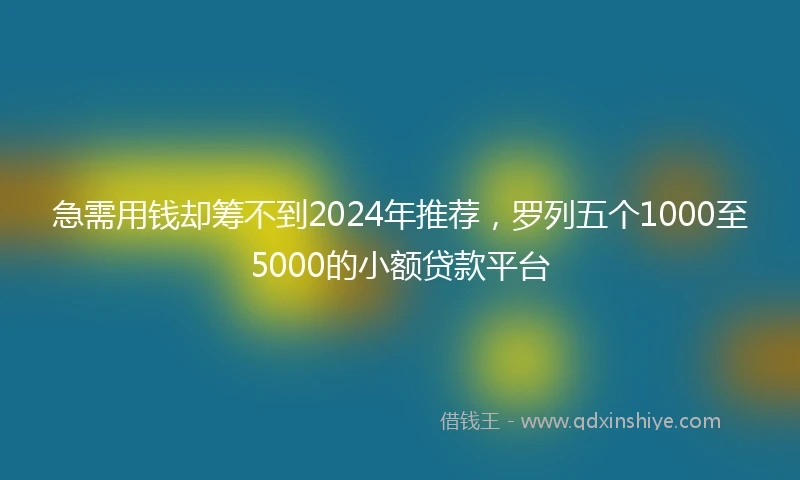 急需用钱却筹不到2024年推荐，罗列五个1000至5000的小额贷款平台