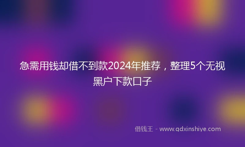 急需用钱却借不到款2024年推荐，整理5个无视黑户下款口子