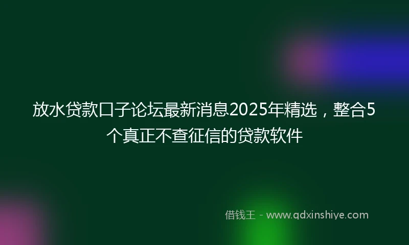 放水贷款口子论坛最新消息2025年精选，整合5个真正不查征信的贷款软件