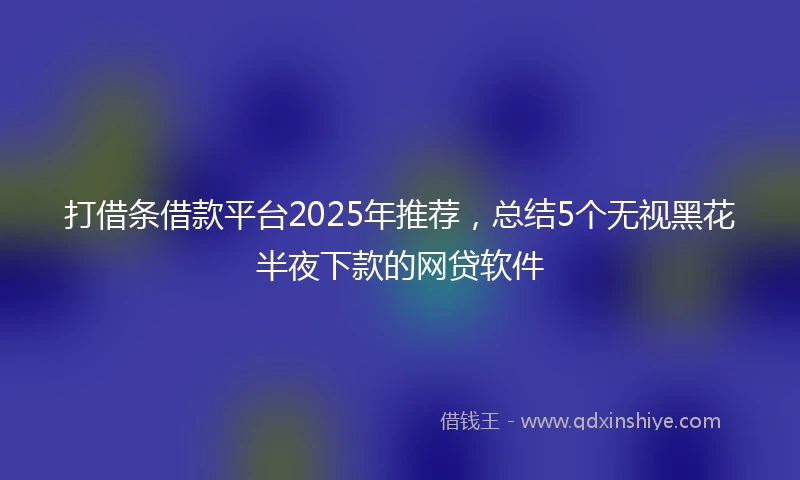 打借条借款平台2025年推荐，总结5个无视黑花半夜下款的网贷软件