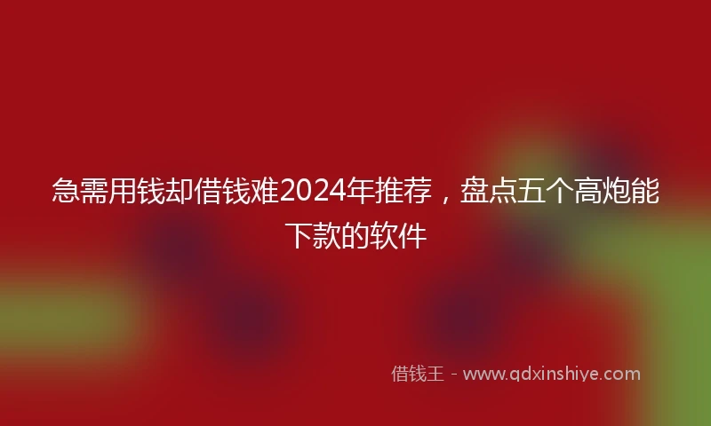 急需用钱却借钱难2024年推荐，盘点五个高炮能下款的软件