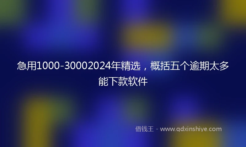 急用1000-30002024年精选，概括五个逾期太多能下款软件
