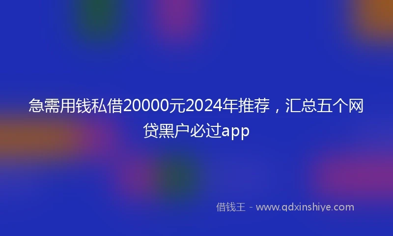 急需用钱私借20000元2024年推荐，汇总五个网贷黑户必过app
