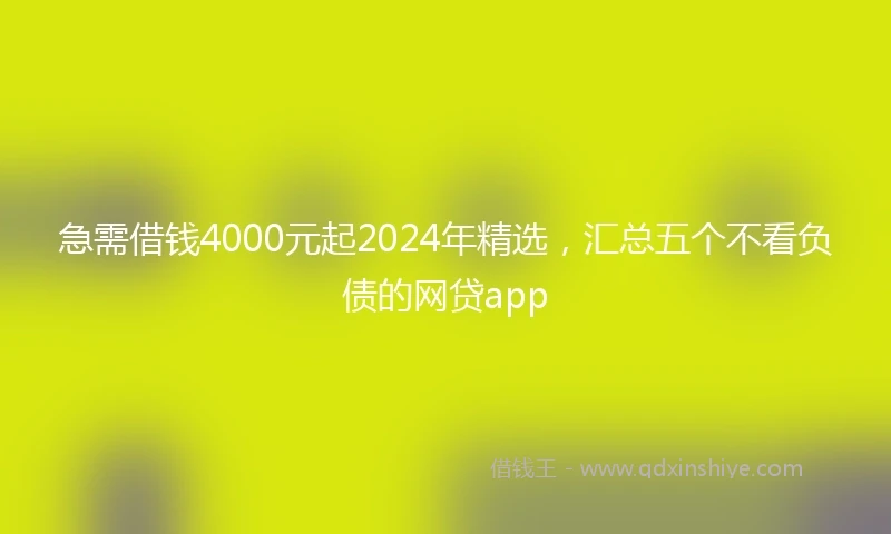 急需借钱4000元起2024年精选，汇总五个不看负债的网贷app