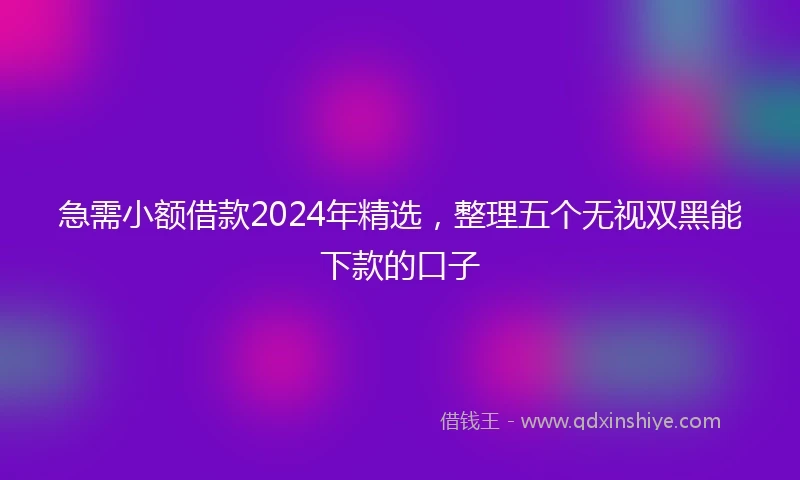 急需小额借款2024年精选，整理五个无视双黑能下款的口子