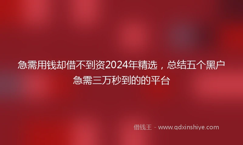 急需用钱却借不到资2024年精选，总结五个黑户急需三万秒到的的平台