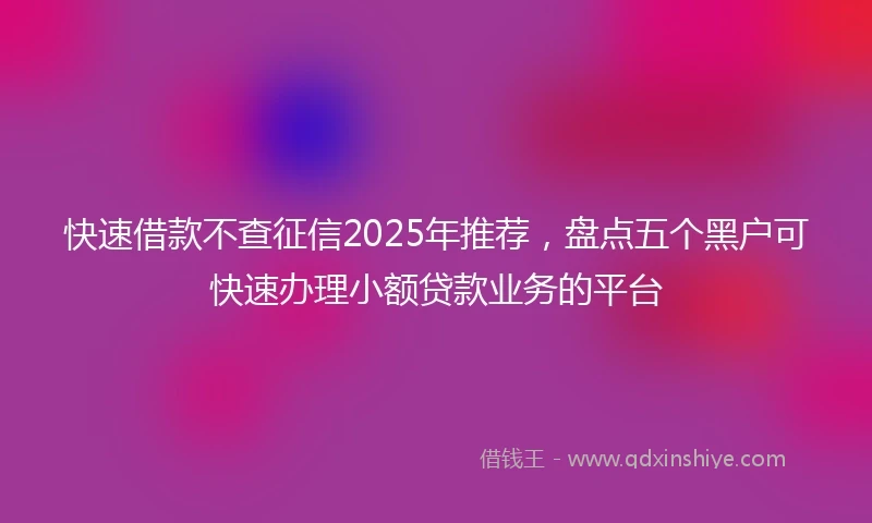 快速借款不查征信2025年推荐，盘点五个黑户可快速办理小额贷款业务的平台