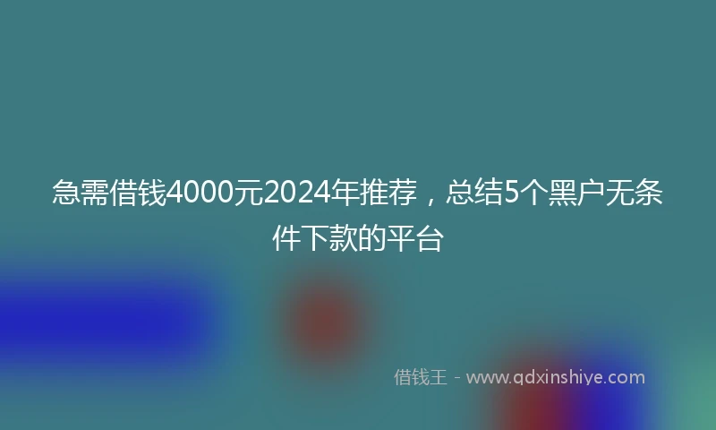 急需借钱4000元2024年推荐，总结5个黑户无条件下款的平台
