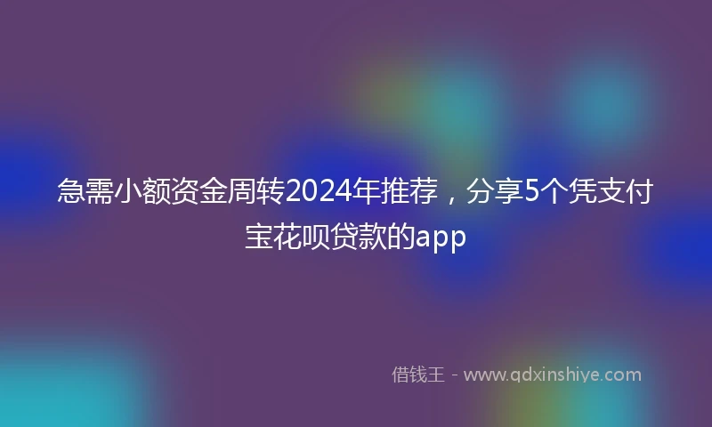 急需小额资金周转2024年推荐，分享5个凭支付宝花呗贷款的app