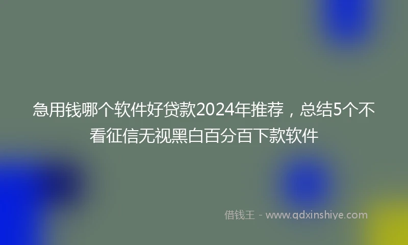 急用钱哪个软件好贷款2024年推荐，总结5个不看征信无视黑白百分百下款软件