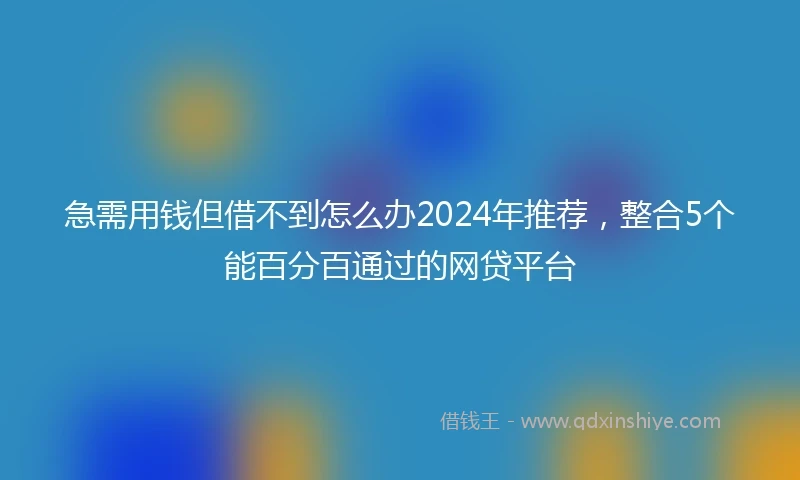 急需用钱但借不到怎么办2024年推荐，整合5个能百分百通过的网贷平台