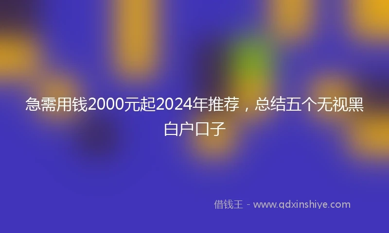 急需用钱2000元起2024年推荐，总结五个无视黑白户口子