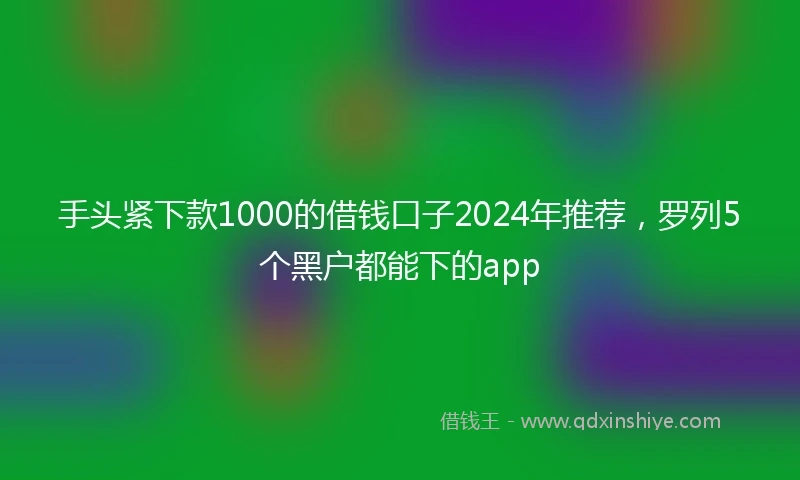 手头紧下款1000的借钱口子2024年推荐，罗列5个黑户都能下的app