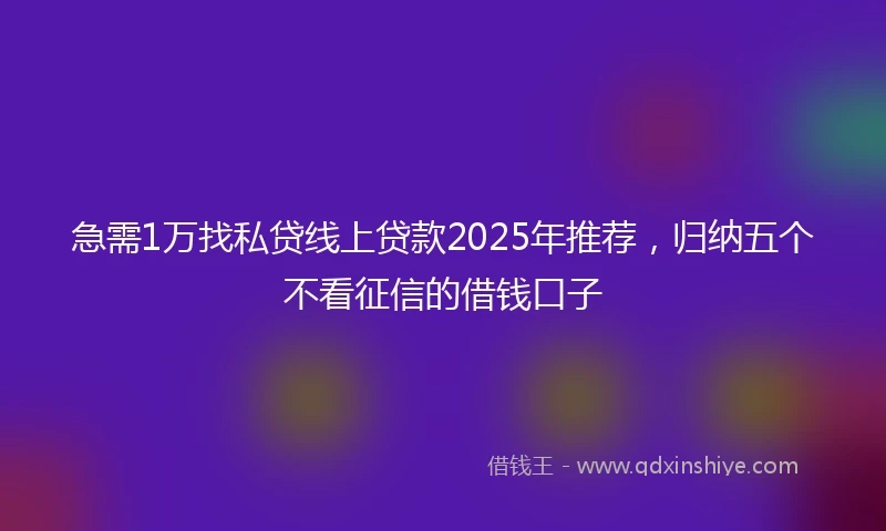 急需1万找私贷线上贷款2025年推荐，归纳五个不看征信的借钱口子