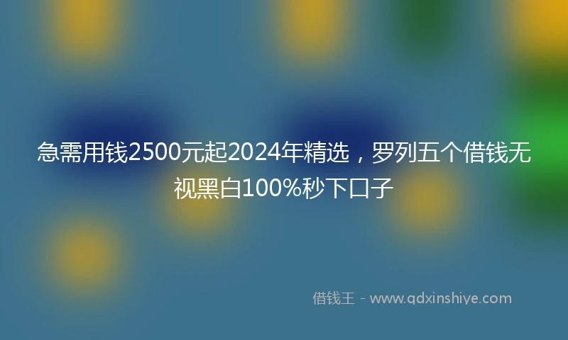 急需用钱2500元起2024年精选，罗列五个借钱无视黑白100%秒下口子