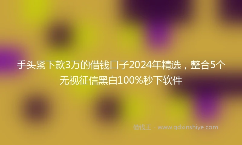 手头紧下款3万的借钱口子2024年精选，整合5个无视征信黑白100%秒下软件