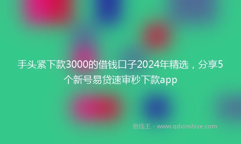 手头紧下款3000的借钱口子2024年精选，分享5个新号易贷速审秒下款app
