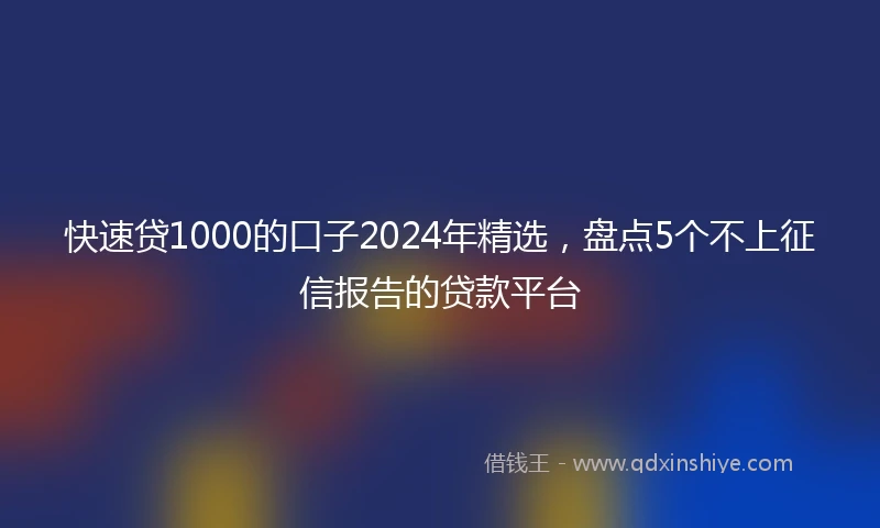 快速贷1000的口子2024年精选，盘点5个不上征信报告的贷款平台
