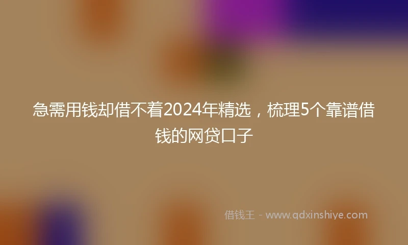 急需用钱却借不着2024年精选，梳理5个靠谱借钱的网贷口子