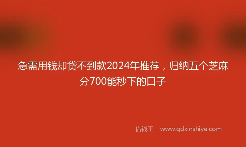 急需用钱却贷不到款2024年推荐，归纳五个芝麻分700能秒下的口子