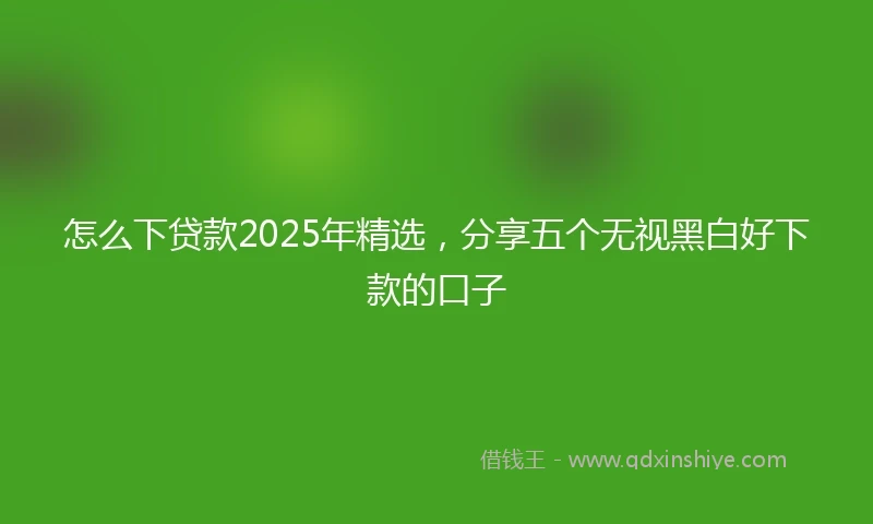 怎么下贷款2025年精选，分享五个无视黑白好下款的口子