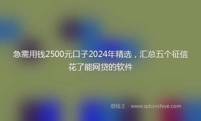 急需用钱2500元口子2024年精选，汇总五个征信花了能网贷的软件