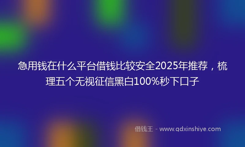 急用钱在什么平台借钱比较安全2025年推荐，梳理五个无视征信黑白100%秒下口子