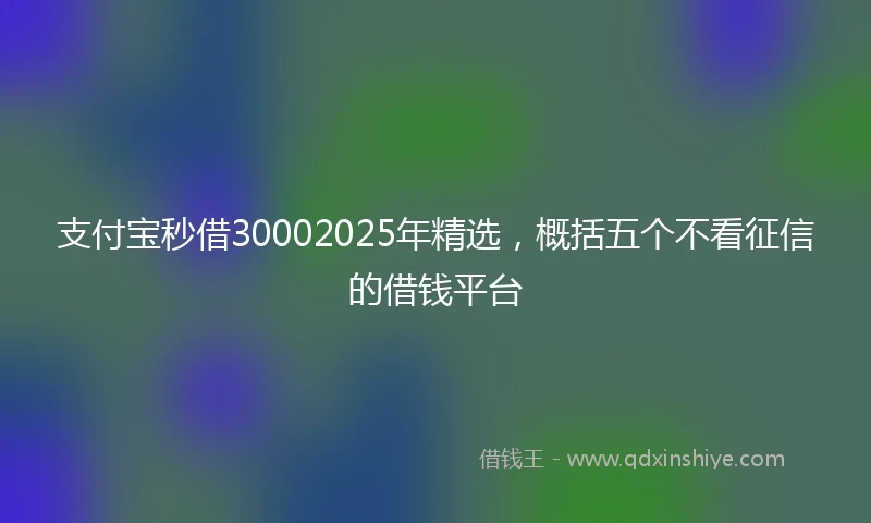 支付宝秒借30002025年精选，概括五个不看征信的借钱平台