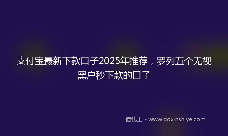 支付宝最新下款口子2025年推荐，罗列五个无视黑户秒下款的口子