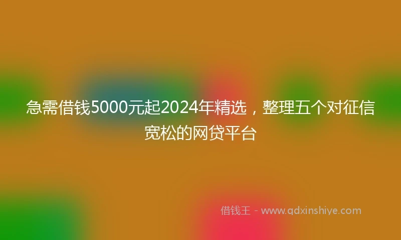 急需借钱5000元起2024年精选，整理五个对征信宽松的网贷平台