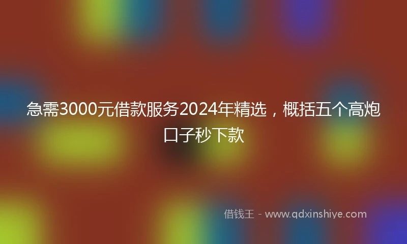 急需3000元借款服务2024年精选，概括五个高炮口子秒下款