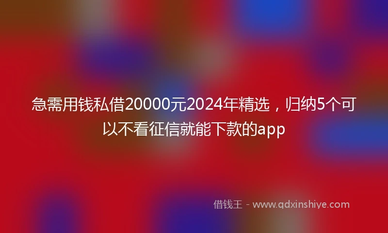 急需用钱私借20000元2024年精选，归纳5个可以不看征信就能下款的app