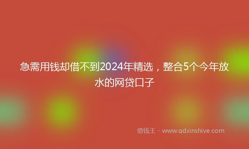 急需用钱却借不到2024年精选，整合5个今年放水的网贷口子