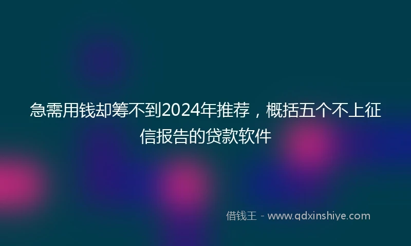 急需用钱却筹不到2024年推荐，概括五个不上征信报告的贷款软件