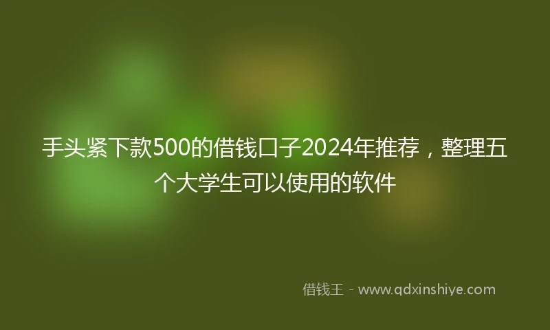 手头紧下款500的借钱口子2024年推荐，整理五个大学生可以使用的软件