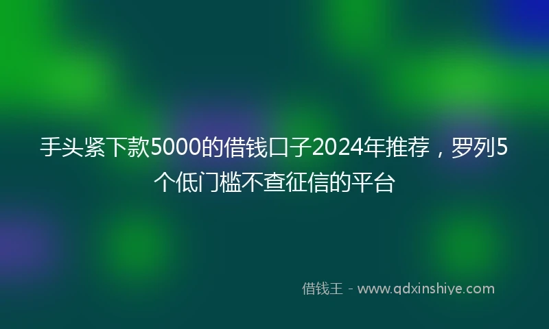 手头紧下款5000的借钱口子2024年推荐，罗列5个低门槛不查征信的平台